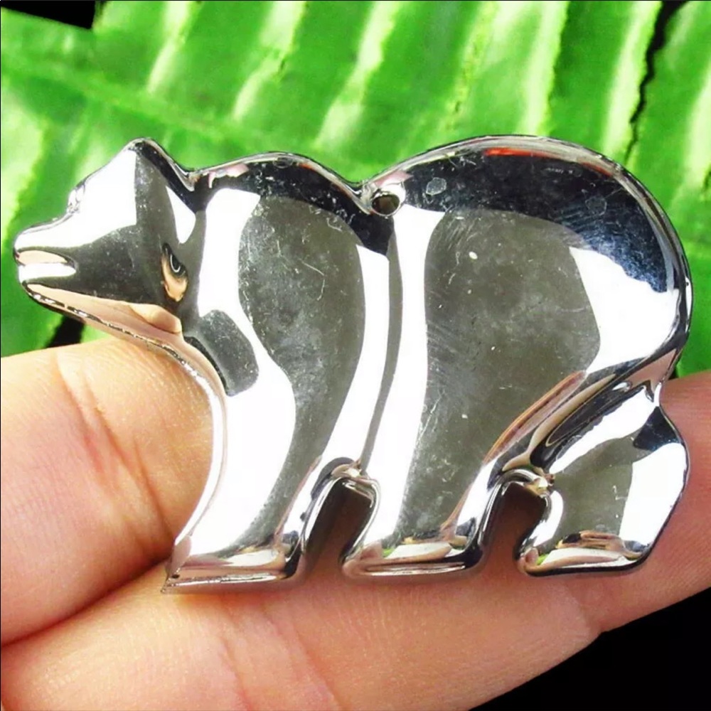 Titanium crystal bear pendant